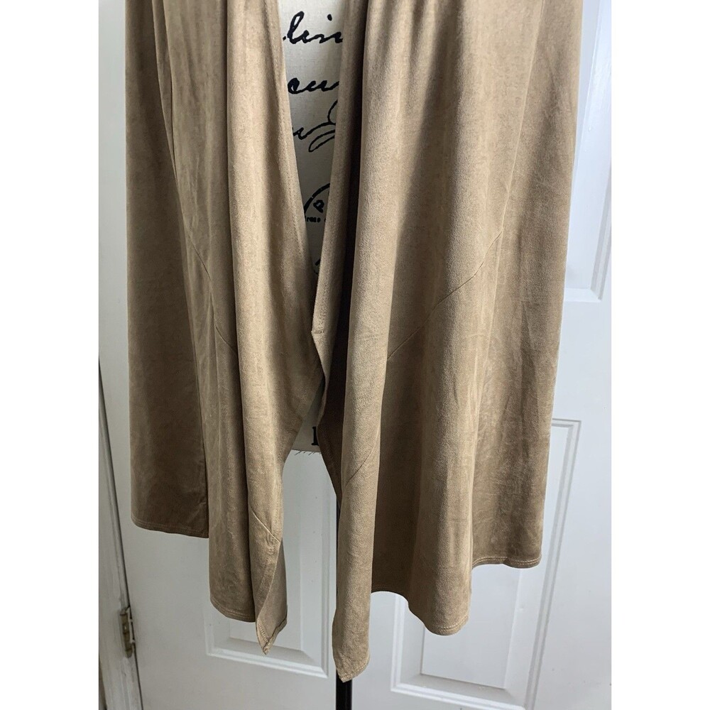 Per Seption Concept Vest Size XL Open Front Cardigan Brown Faux Suede Sleeveless - Picture 4 of 10